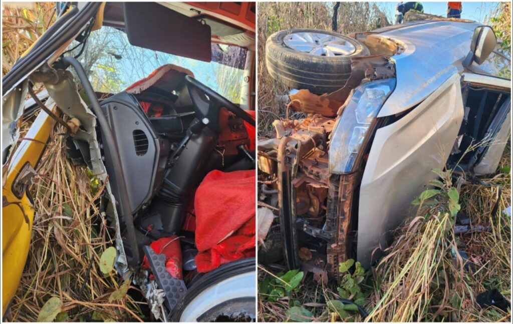 Pai morre e filhos ficam feridos após batida entre carro e caminhão em