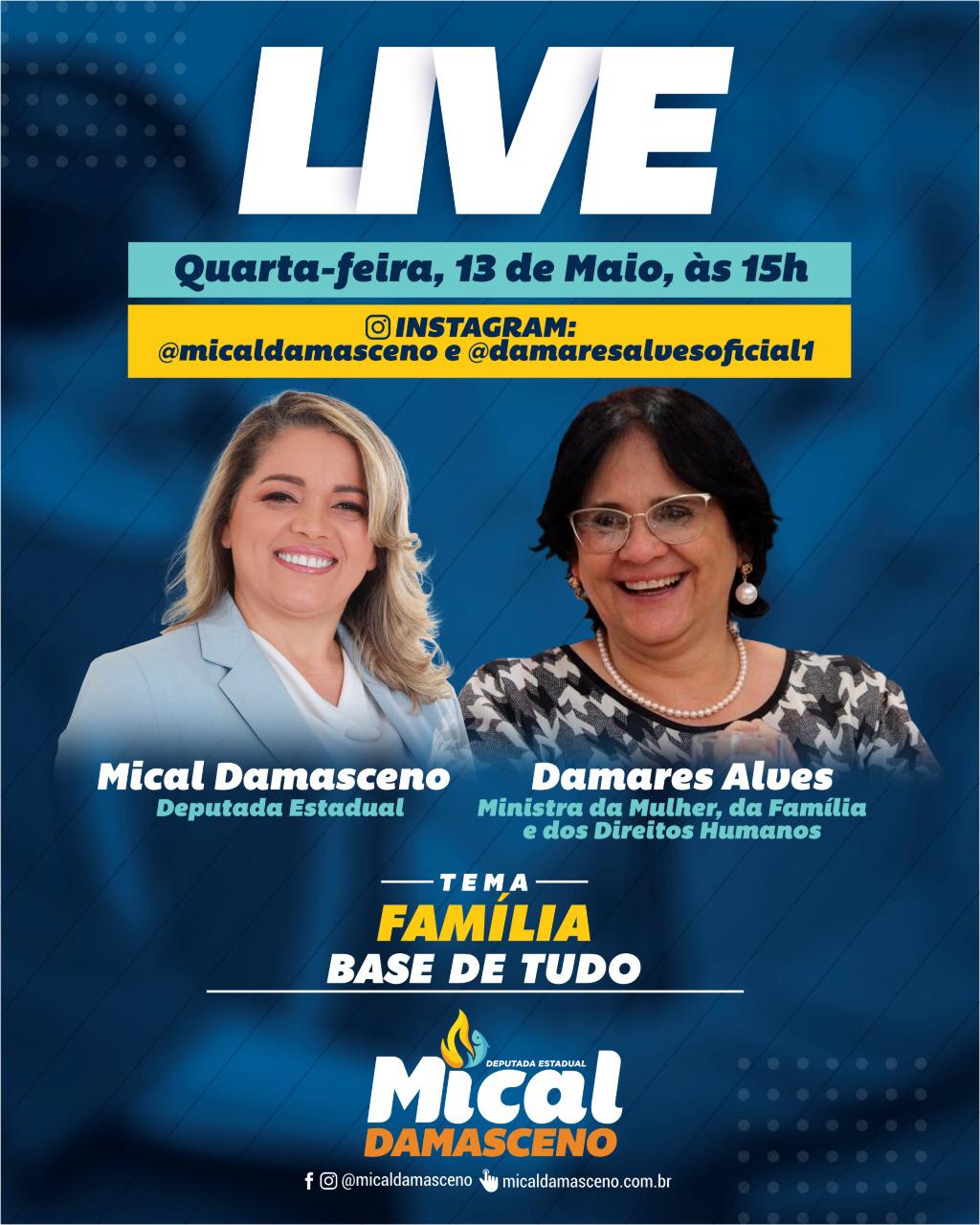 Deputada Mical Damasceno fará live com ministra Damares nesta quarta-feira