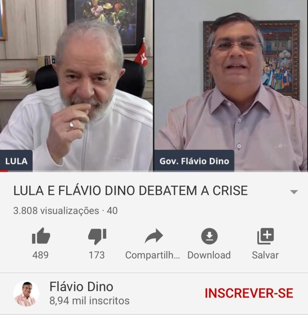 Live de Flávio Dino e Lula não chega a 4 mil visualizações