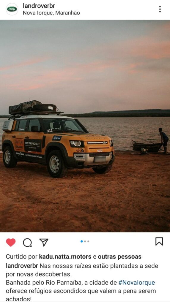 Montadora inglesa Land Rover usa Nova Iorque no Maranhão como cenário para campanha publicitária