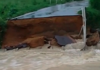 VÍDEO: Parte da rodovia que liga o Maranhão ao Pará desaba