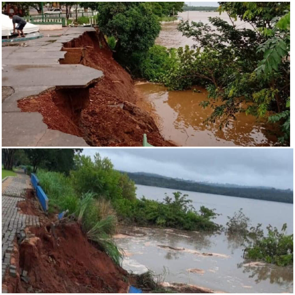 Cheia do Rio Tocantins destrói parte da orla de Tocantinópolis e Estreito no MA