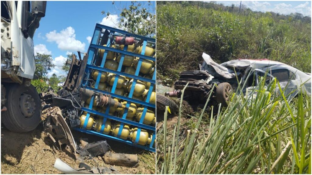 Duas pessoas morrem após colisão entre carro e caminhão na BR-135 em Santa Rita