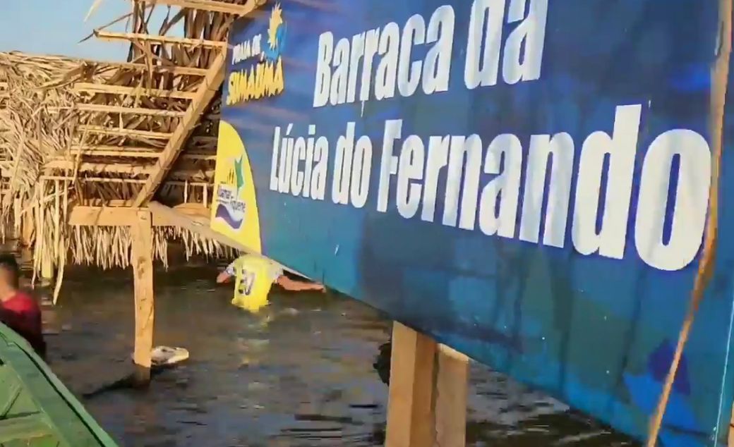 Nível do Rio Tocantins sobe e barracas são inundadas na Ilha Cabral em Estreito e na praia de Sumaúma