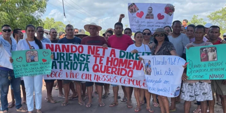 Moradores de Turiaçu interditam a MA-206 em protesto por morte do empresário Nando Net em Turiaçu