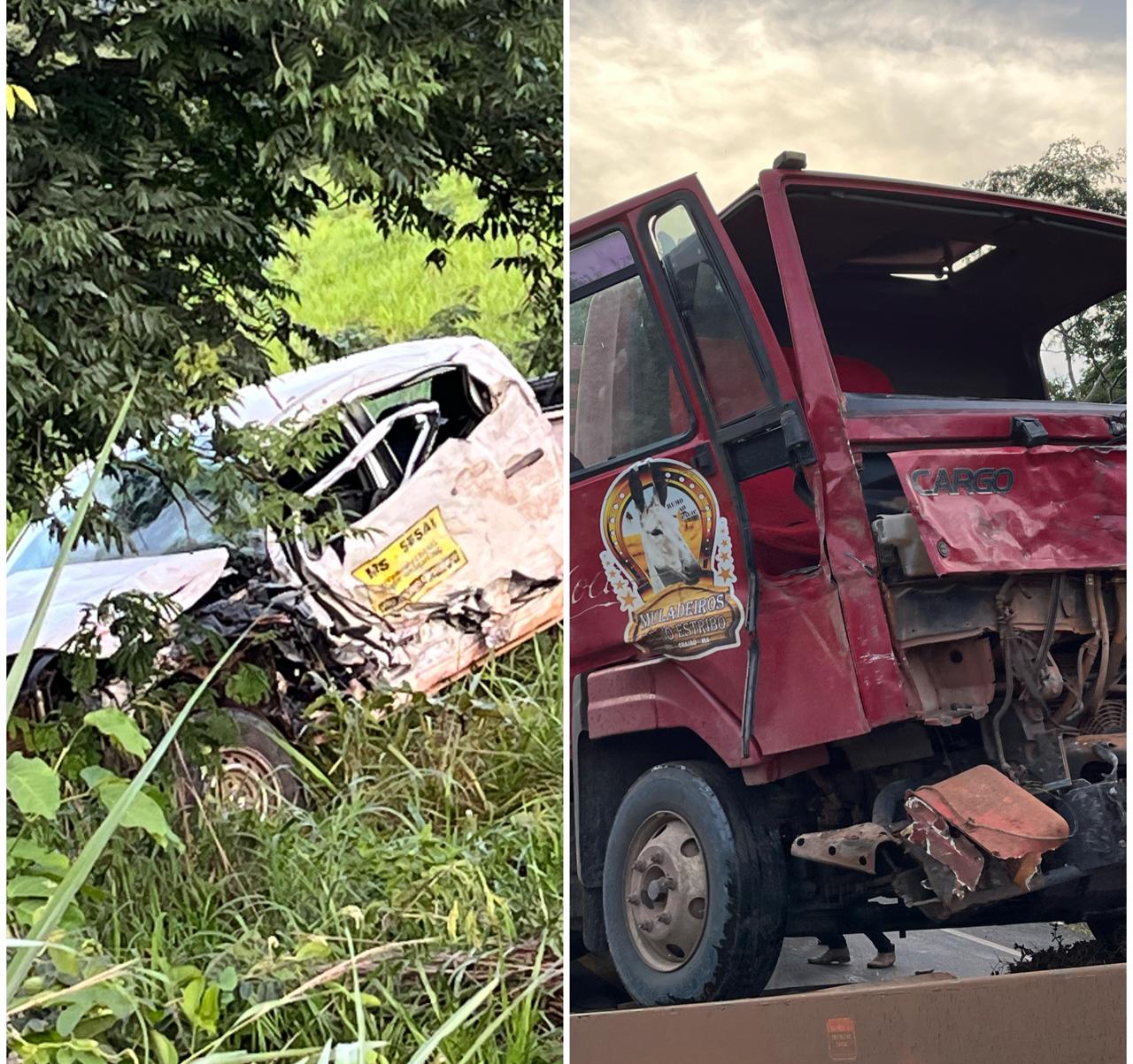 Caminhão apresenta problemas mecânicos e bate de frente com caminhonete na BR-226 em Grajaú