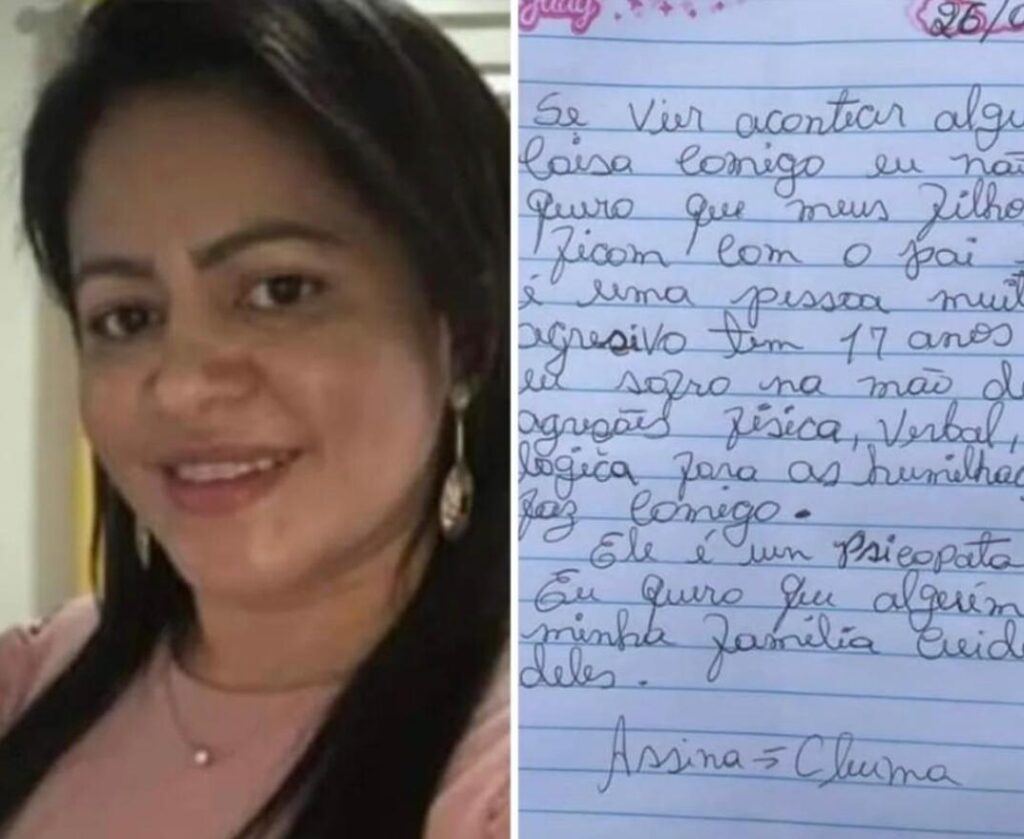 Vítima de feminicídio deixa carta antes de ser morta pelo marido no Maranhão