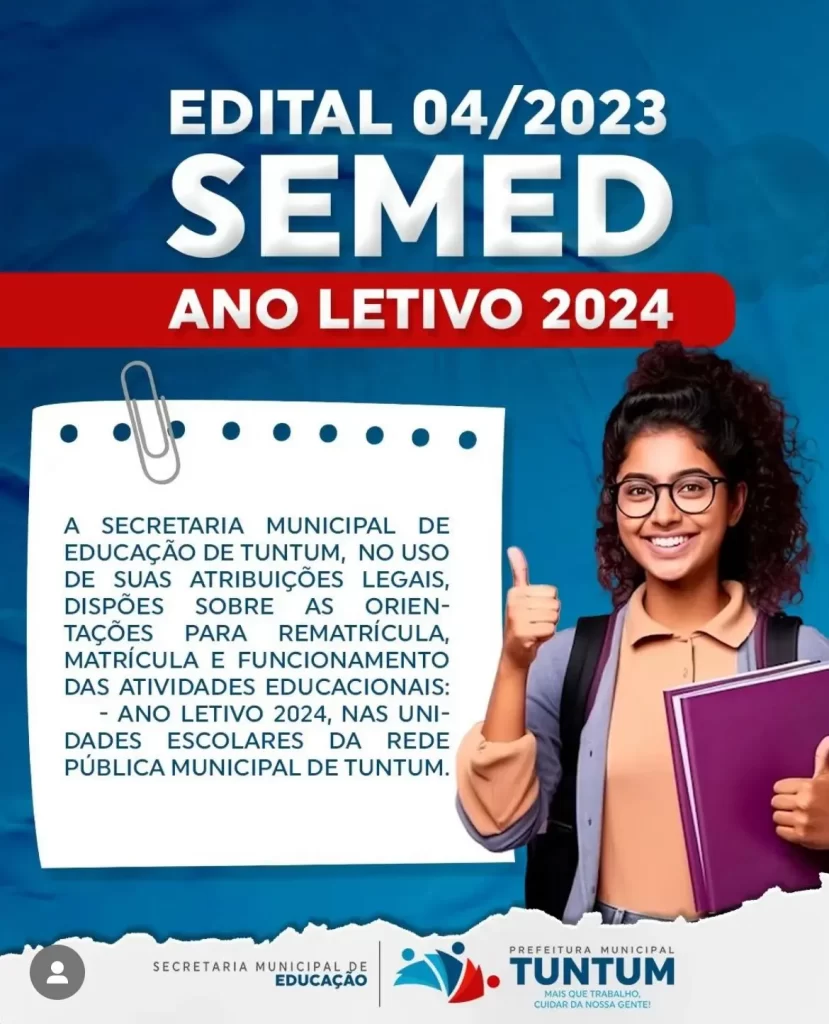 Prefeitura de Tuntum dá início nesta segunda (08), ao processo de renovação de matrículas para 2024