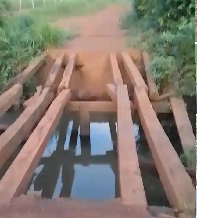 Em vídeo, morador mostra ponte quebrada e abandonada pela gestão de Léo Cunha na zona rural de Estreito