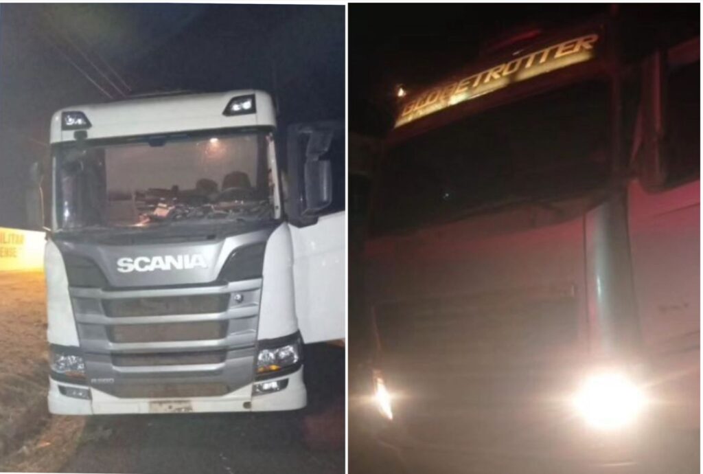 Dois caminhões roubados são recuperados pela Polícia Militar em Estreito
