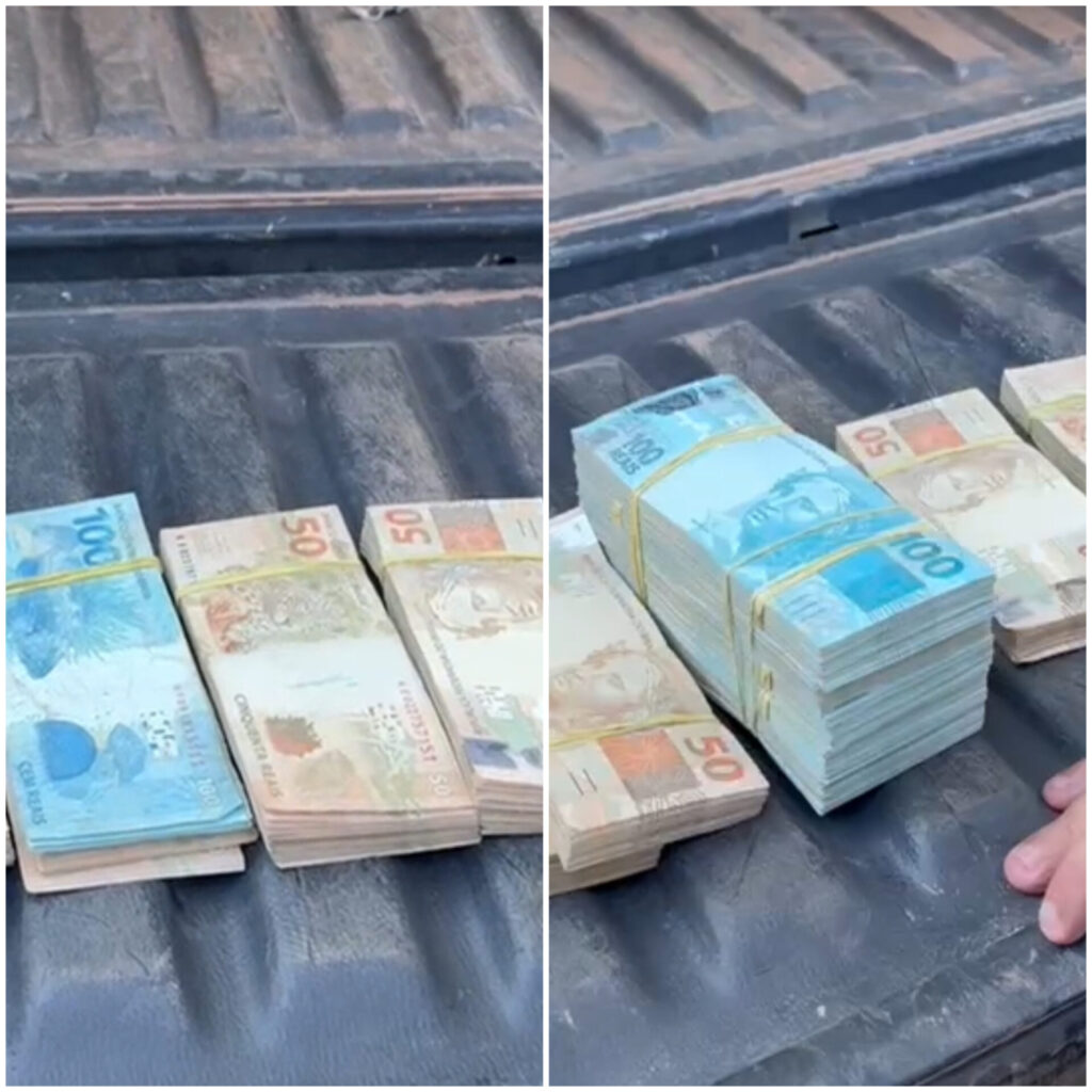 Empresário coloca R$ 100 mil em dinheiro na tampa de caminhonete e aposta na vitória de Marinaldo do Gesso em Grajaú
