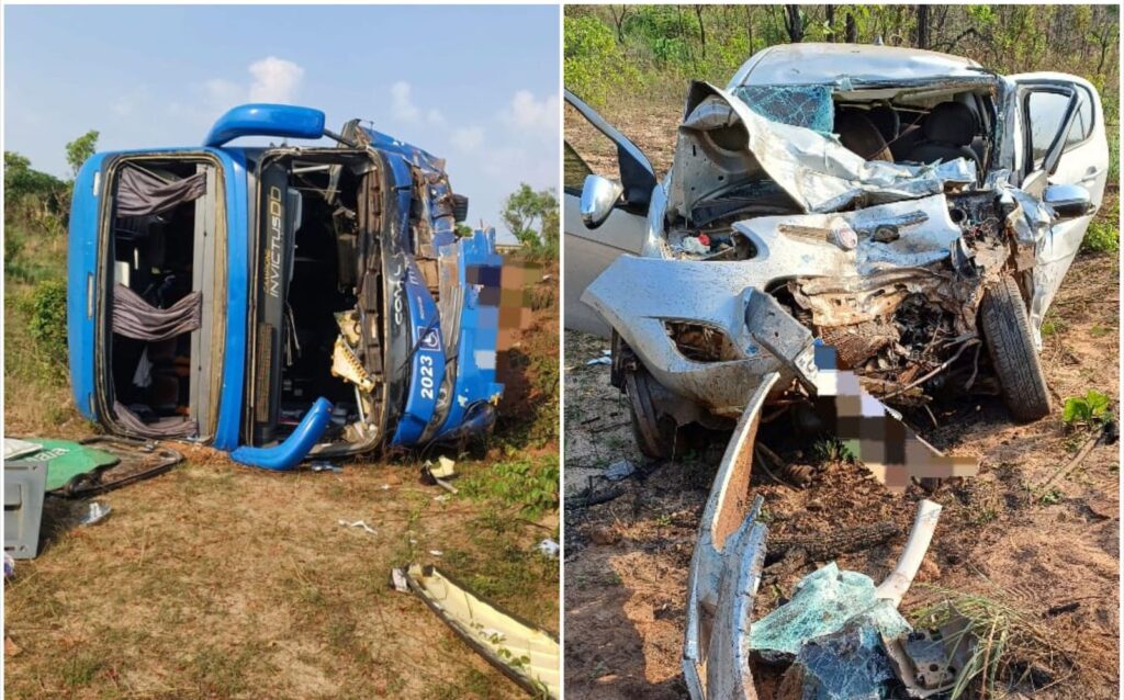 Ônibus tomba após colisão com veículo e deixa uma pessoa morta na BR-230 no Maranhão