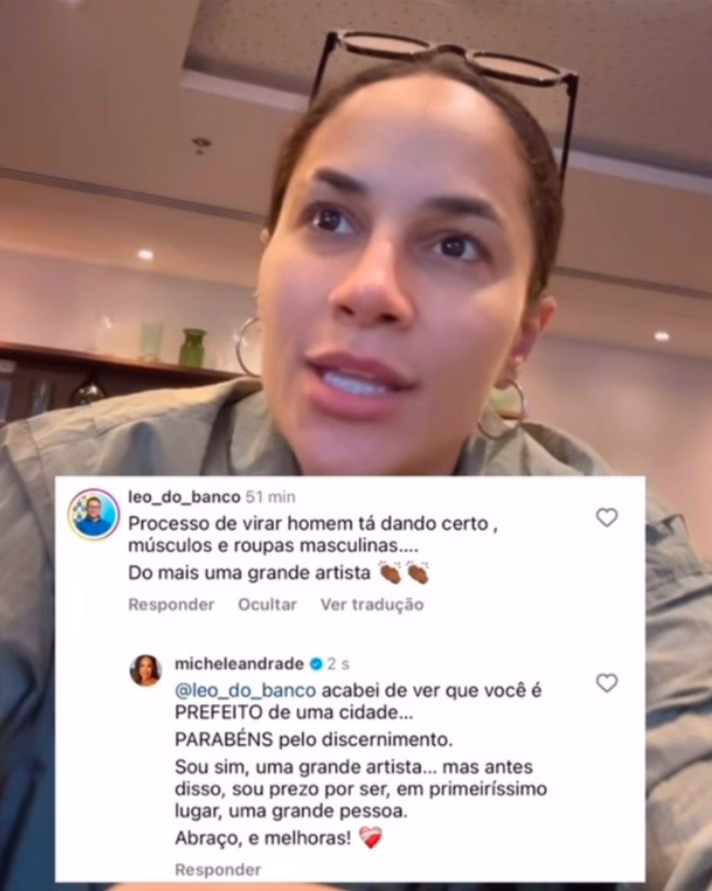 Cantora Michele Andrade expõe prefeito do Maranhão após comentário preconceituoso: “Processo de virar homem tá dando certo”